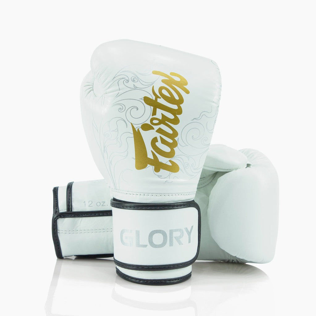 Rękawice bokserskie Fairtex x Glory BGVG3 Biało-złoty