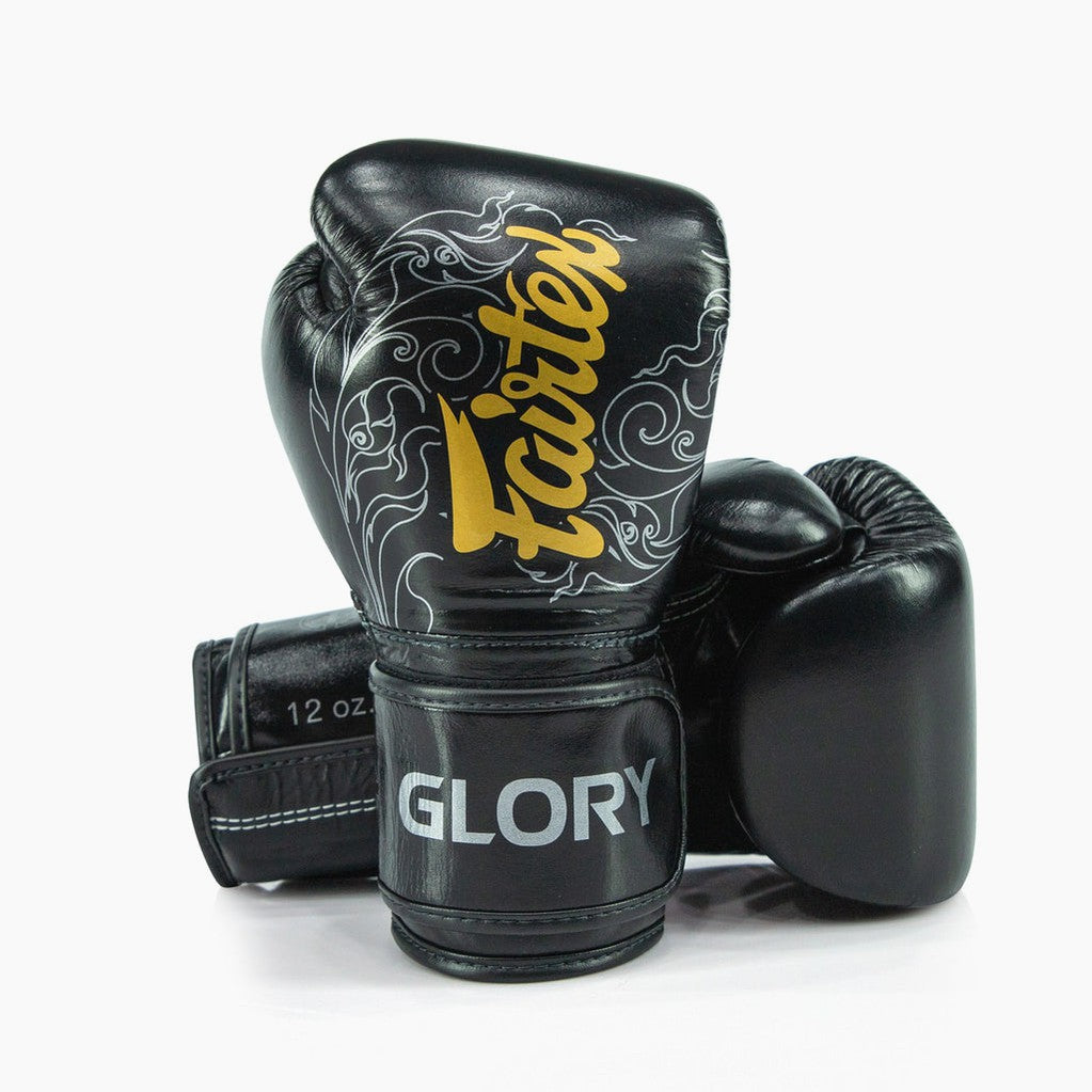 Rękawice bokserskie Fairtex x Glory BGVG3 Czarny-srebrny-Combat Arena