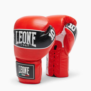 Rękawice bokserskie Leone Shock Pro ze sznurówkami GN057L Czerwony