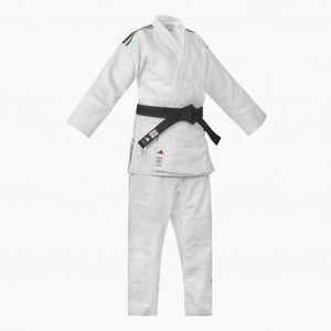 Judoga biały Adidas J730 Champion III IJF slim paski Włochy