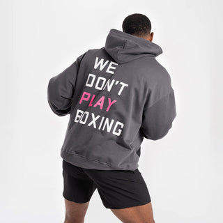 Bluza Boxraw We Don't Play Boxing oversize z kapturem Szaro-różowy-Combat Arena