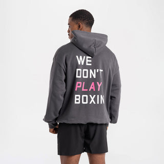 Bluza Boxraw We Don't Play Boxing oversize z kapturem Szaro-różowy-Combat Arena