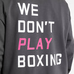Bluza Boxraw We Don't Play Boxing oversize z kapturem Szaro-różowa 