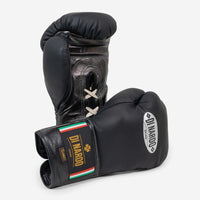Guantoni Di Nardo con lacci 12 Oz Nero-argento scuro-Combat Arena