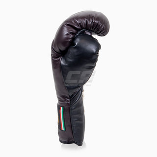 Rękawice bokserskie Di Nardo z sznurowadłami Burgundia-Czarny 14 oz 
