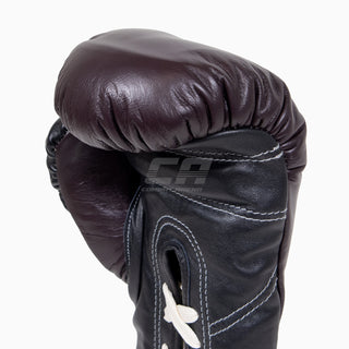 Rękawice bokserskie Di Nardo z sznurowadłami Burgundia-Czarny 14 oz 