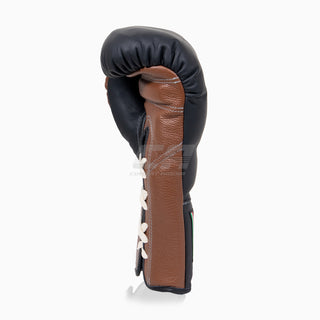 Rękawice bokserskie Di Nardo z sznurowadłami Czarny-Brązowy 16 oz 