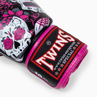 Rękawice do Muay Thai Twins Special FBGVL 3 Skull Róża 