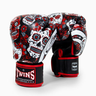 Rękawice do Muay Thai Twins Special FBGVL 3 Skull Czerwony 