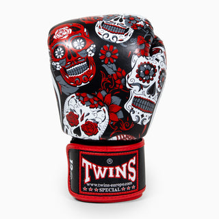 Rękawice do Muay Thai Twins Special FBGVL 3 Skull Czerwony 