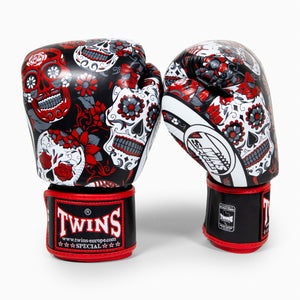 Rękawice do Muay Thai Twins Special FBGVL 3 Skull Czerwony 