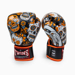 Rękawice do Muay Thai Twins Special FBGVL 4 Skull Pomarańczowy 