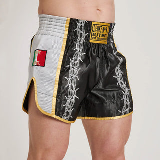 Spodenki kick-thai Leone IUTER Barbed Wire AB05IU Czarne-Combat Arena