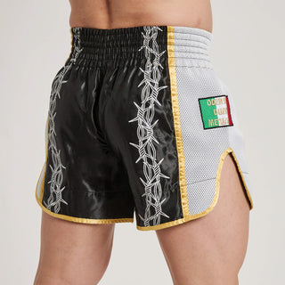 Spodenki kick-thai Leone IUTER Barbed Wire AB05IU Czarne-Combat Arena