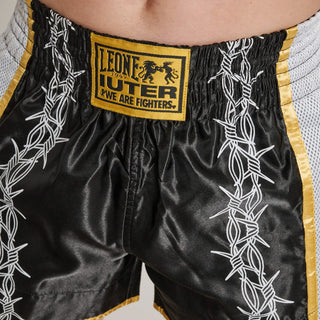 Spodenki kick-thai Leone IUTER Barbed Wire AB05IU Czarne-Combat Arena