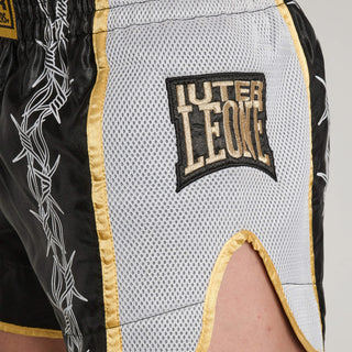 Spodenki kick-thai Leone IUTER Barbed Wire AB05IU Czarne-Combat Arena