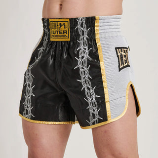 Spodenki kick-thai Leone IUTER Barbed Wire AB05IU Czarne-Combat Arena