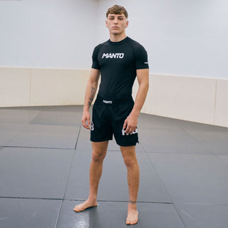 Rashguard Manto Logo Podwójny z krótkim rękawem Czarny-Combat Arena