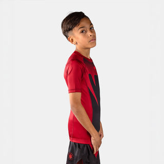 Rashguard bambino Venum Attack maniche corte Nero-rosso-Combat Arena