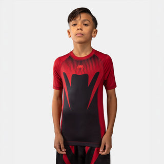 Rashguard bambino Venum Attack maniche corte Nero-rosso-Combat Arena
