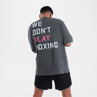 T-shirt Boxraw We Don't Play Boxing Oversize Szaro-różowy-Combat Arena