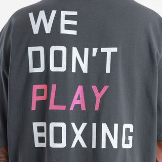 T-shirt Boxraw We Don't Play Boxing Oversize Szaro-różowy-Combat Arena